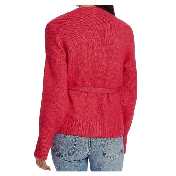 1.STATE‎ NEW $125 Long Sleeve Belted Cardigan Sweater Rapture Pink Large - Picture 2 of 5